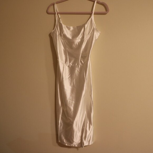 WHITE SATIN STRAP DRESS - Picture 6 of 11